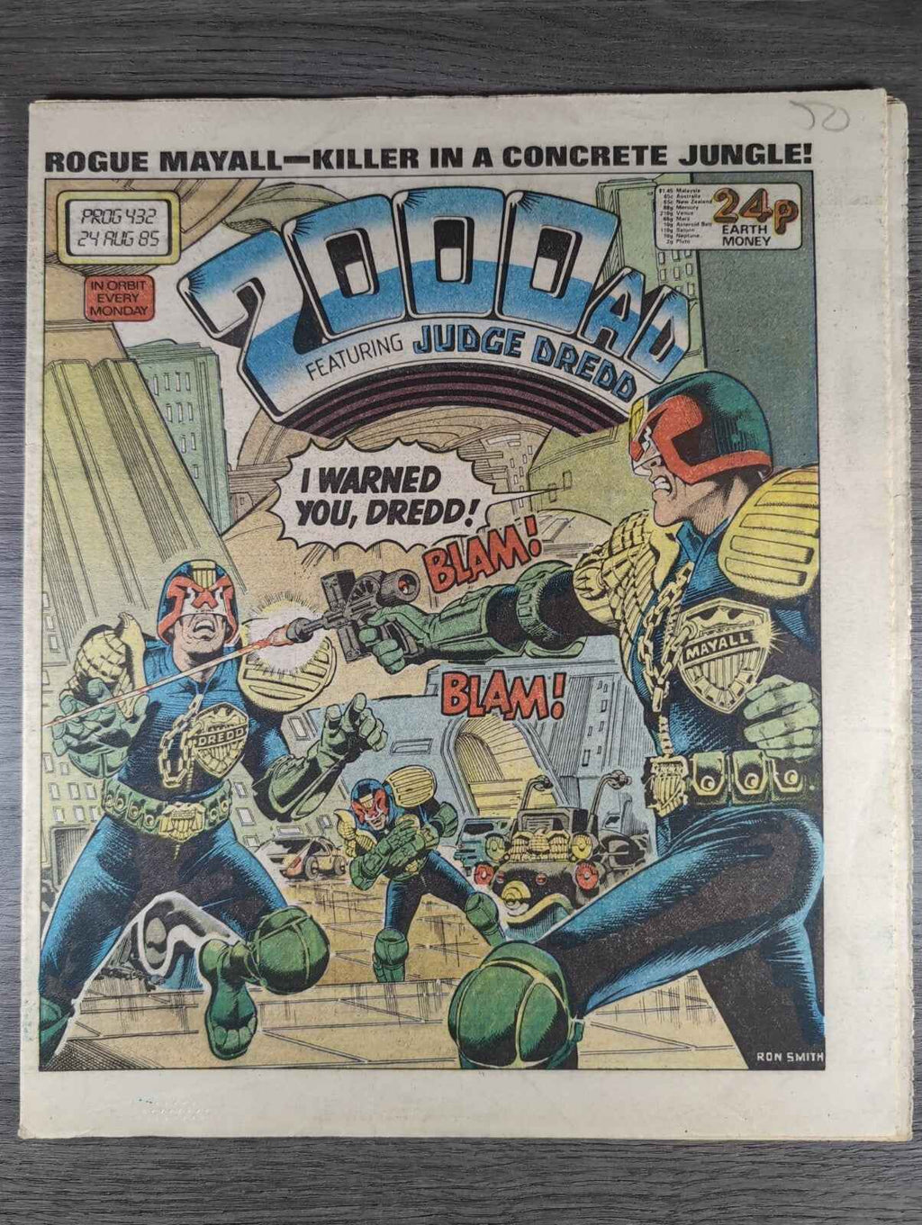 2000AD Prog 432 Featuring Judge Dread Comic 24th Aug 1985 Vintage Retro Comic