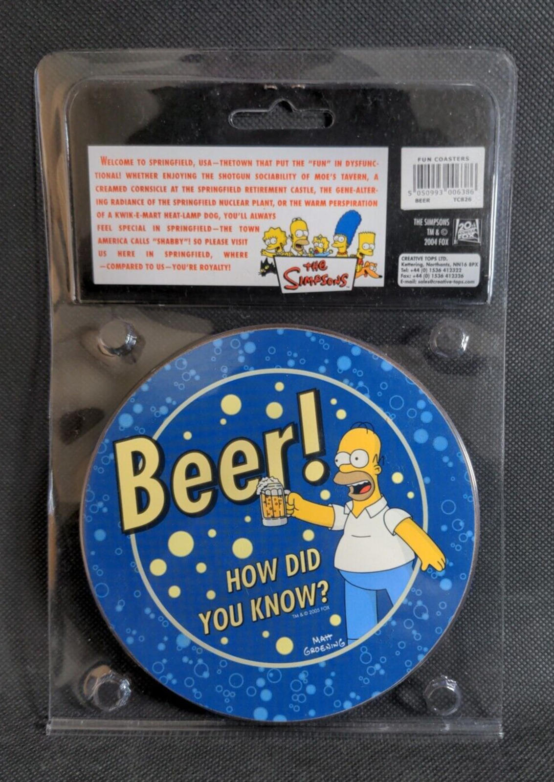 The Simpsons Drink Coasters Coffee Tea  Beer Mats - 4 Coasters Per Pack - Retrorama UK