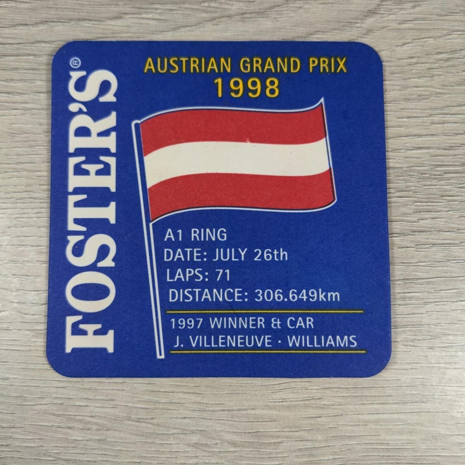 Fosters 5 x Grand Prix Vintage Beer Mats Pub Bar Coaster Breweriana - Retrorama UK