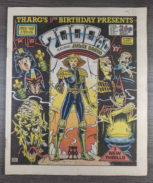 2000AD Prog 468 Featuring Judge Dread Comic 3rd May 1986 Vintage Retro Comic