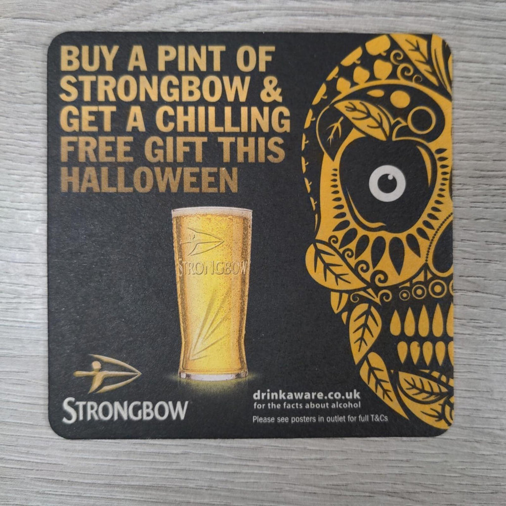 Strongbow Cider 4 x Vintage Beer Mats Pub Bar Coaster Breweriana - Retrorama UK