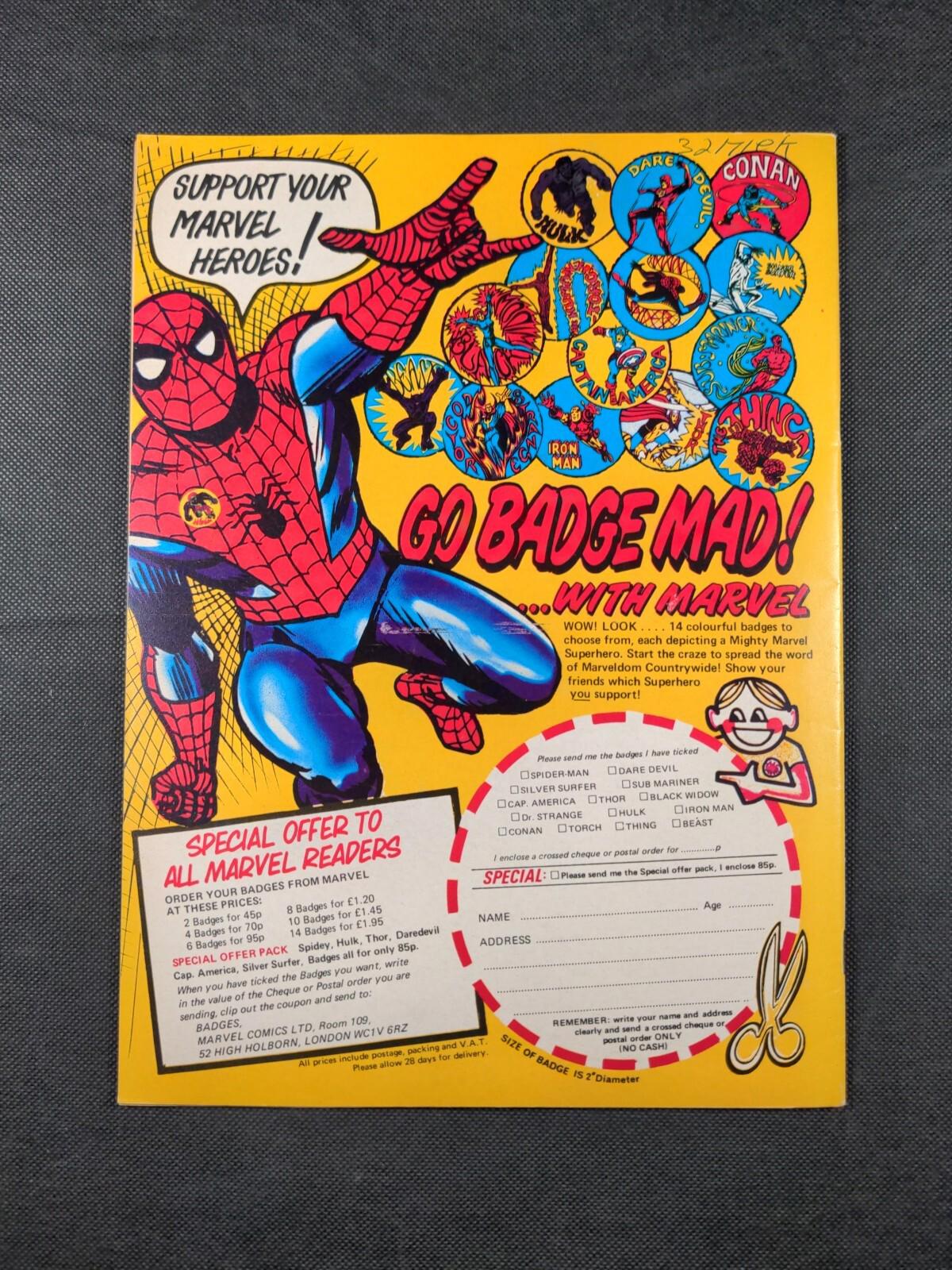 Mighty World of Marvel Comic Issue No 116 December 1974 Marvel UK Vintage Comic