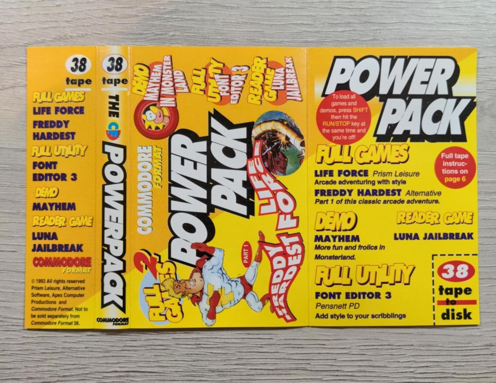 The CF Power Pack Tape 38 Commodore 64 C64 Video Game Cassette Tested & Working