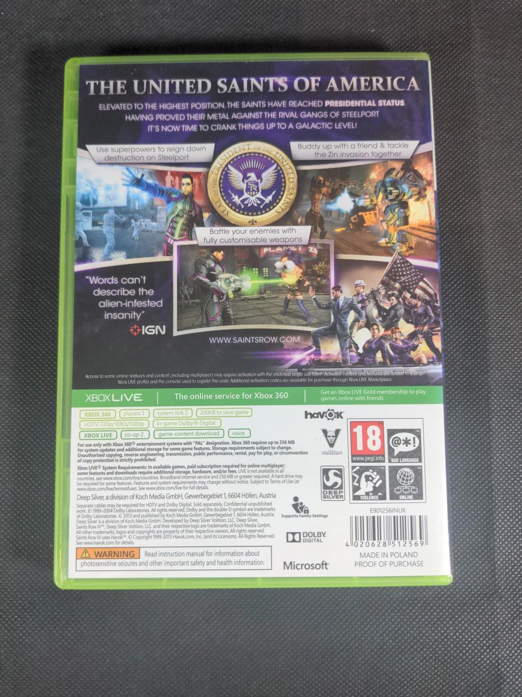 Saints Row IV Microsoft Xbox 360 Game + Manual Tested & Working