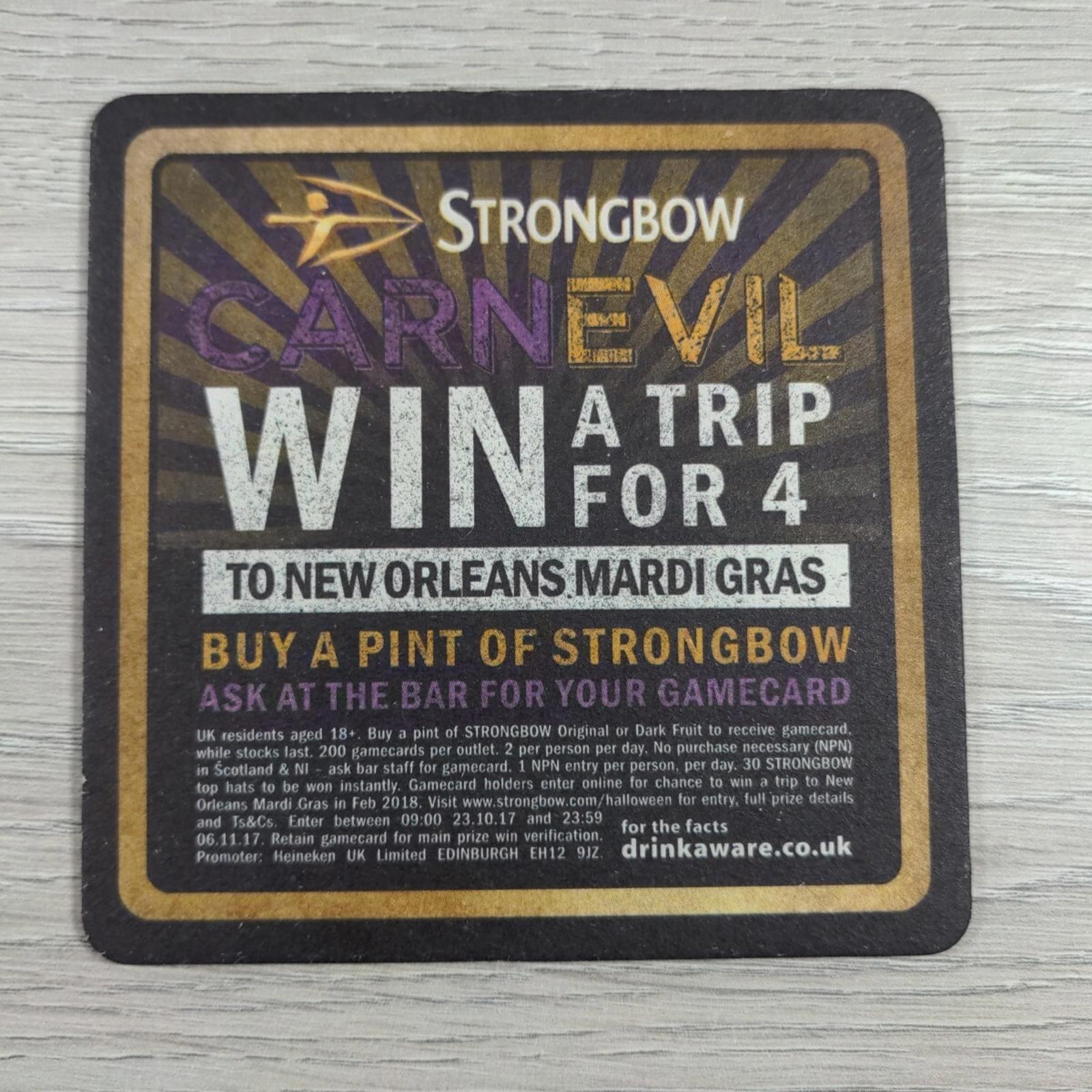 Strongbow 3 x Vintage Beer Mats Pub Bar Coaster Breweriana - Retrorama UK