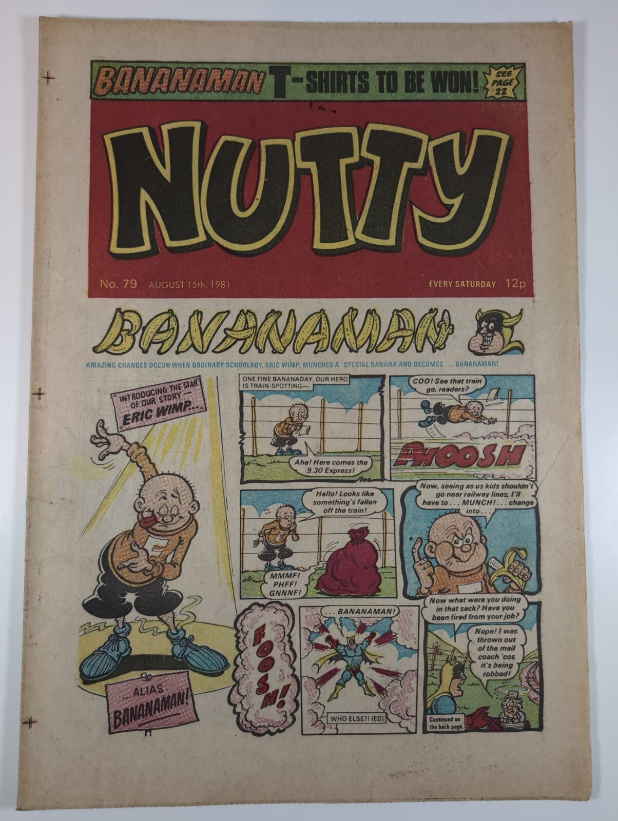 Nutty Comic Featuring Bananaman Issue No. 79 Aug 15th 1981 Vintage Retro Comic