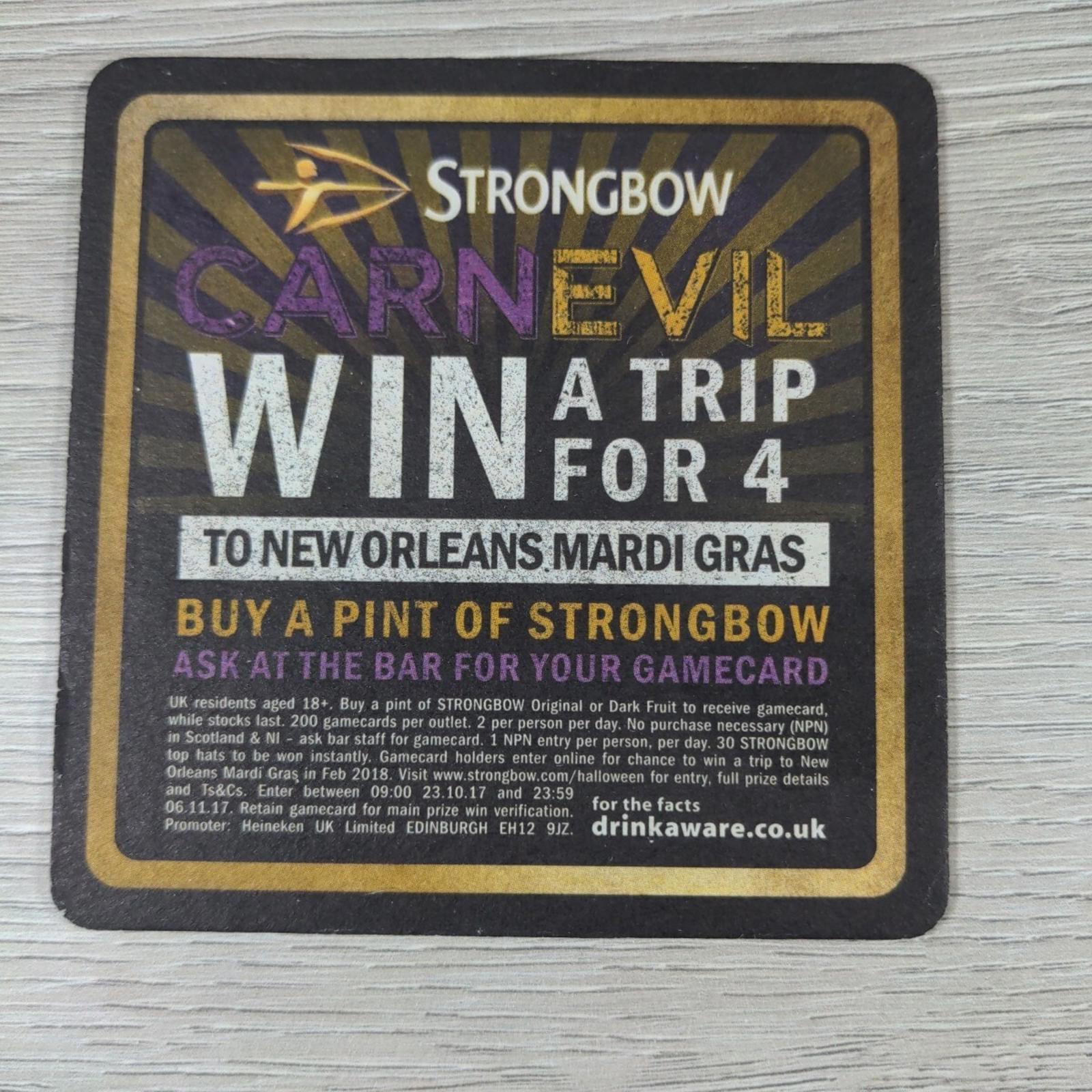 Strongbow 4 x Vintage Beer Mats Pub Bar Coaster Breweriana