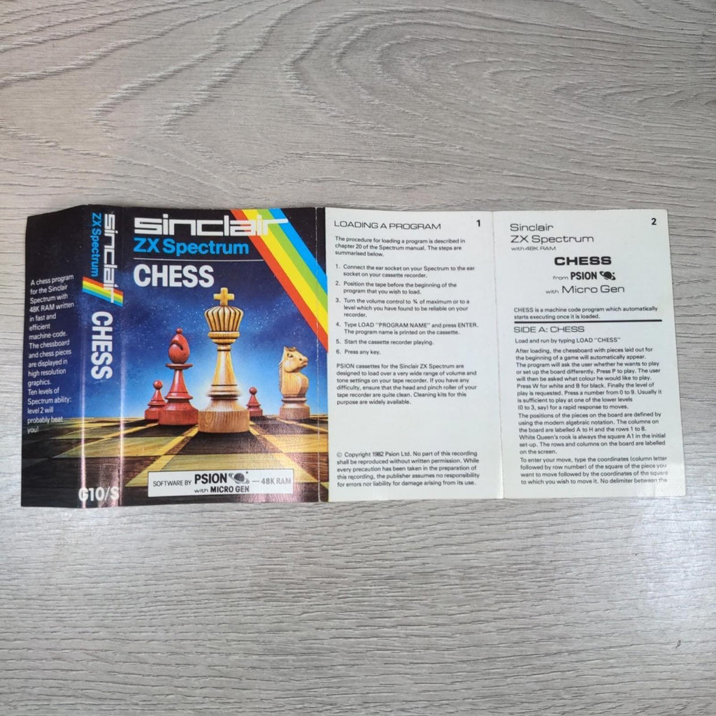 Chess ZX Spectrum 48K Game Cassette Psion Tested & Working
