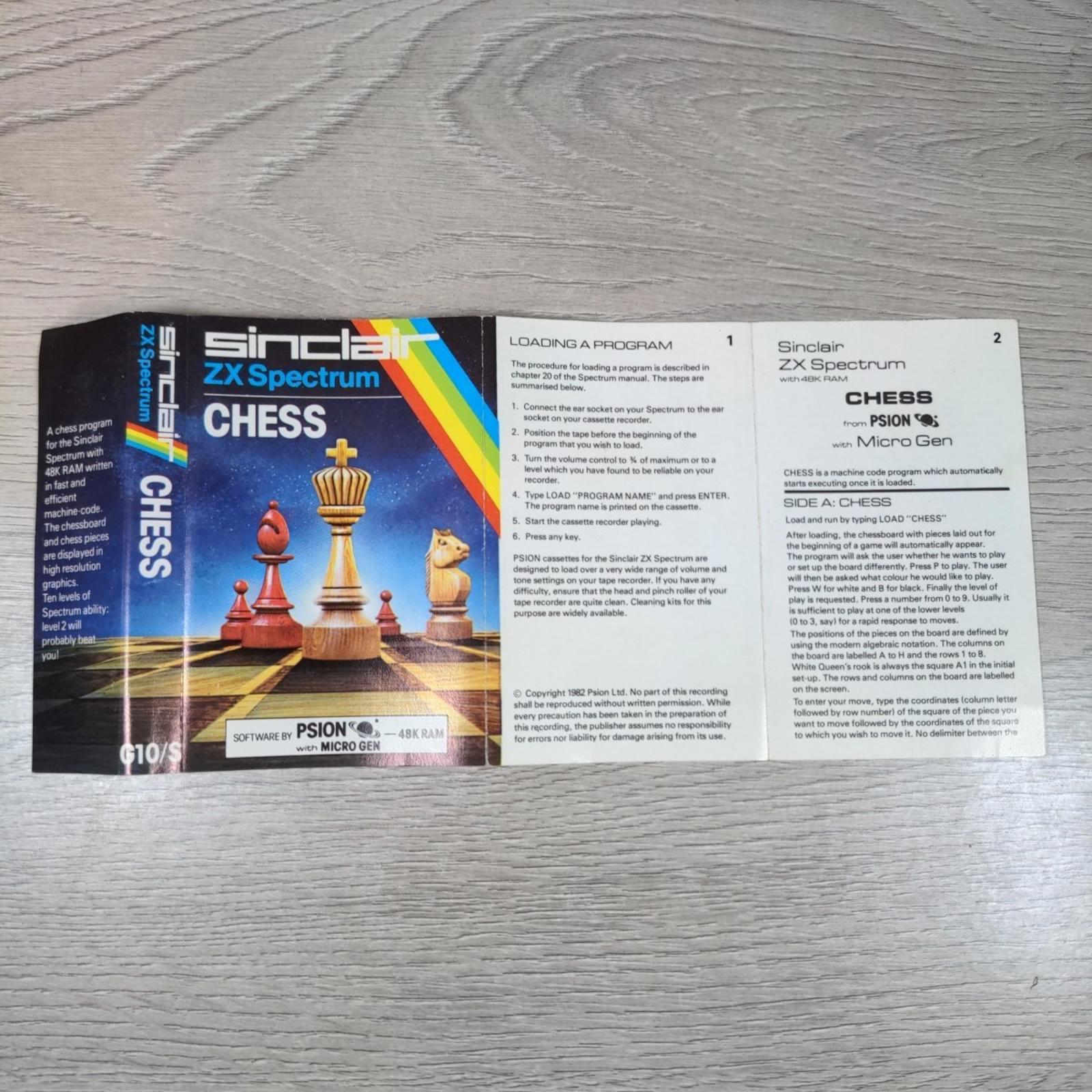 Chess ZX Spectrum 48K Game Cassette Psion Tested & Working