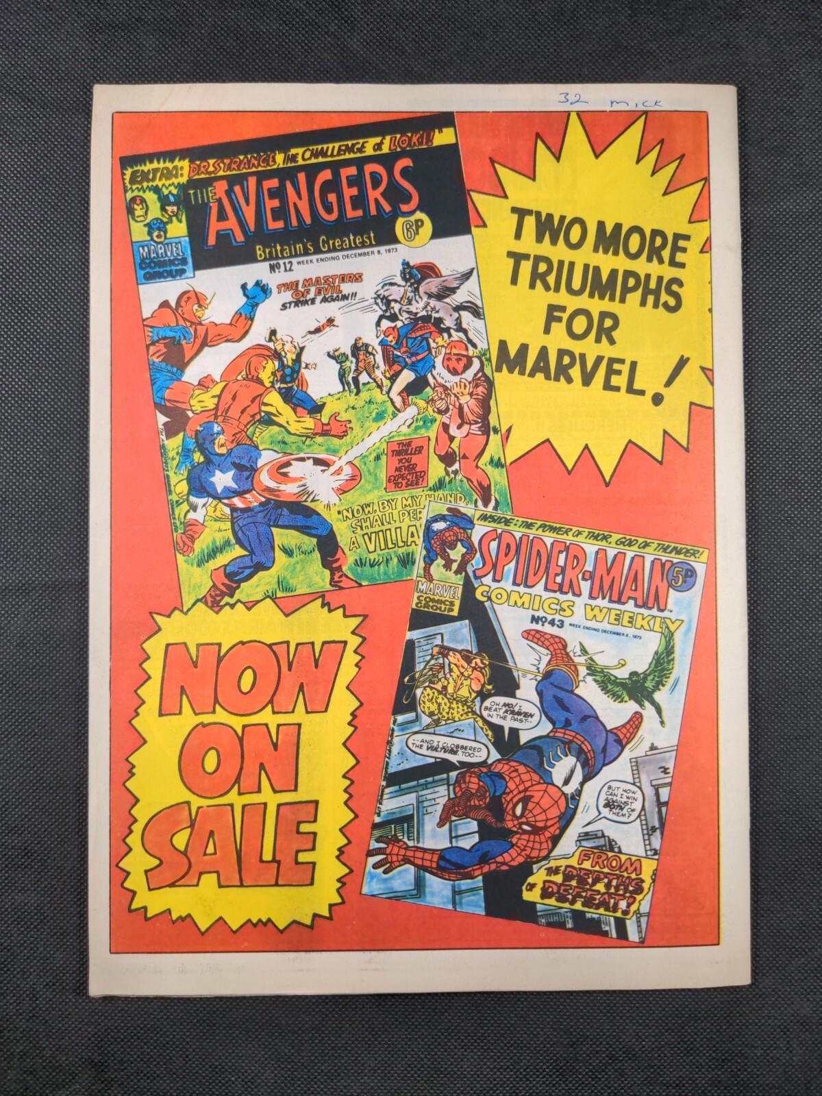 Mighty World of Marvel Issue No 62 December 1973 Marvel UK  Vintage Comic