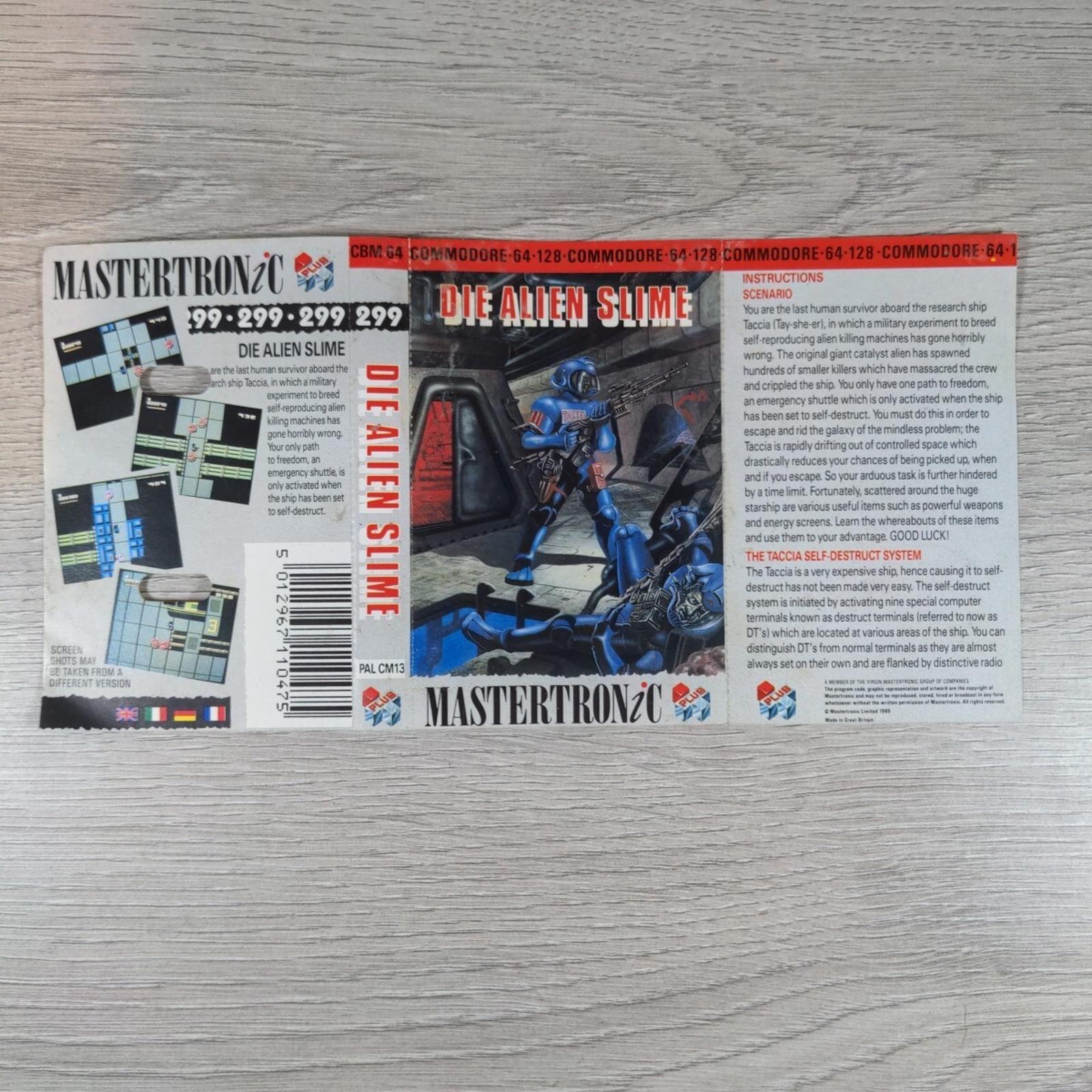 Die Alien Slime Commodore 64 C64 Game Cassette Tested & Working