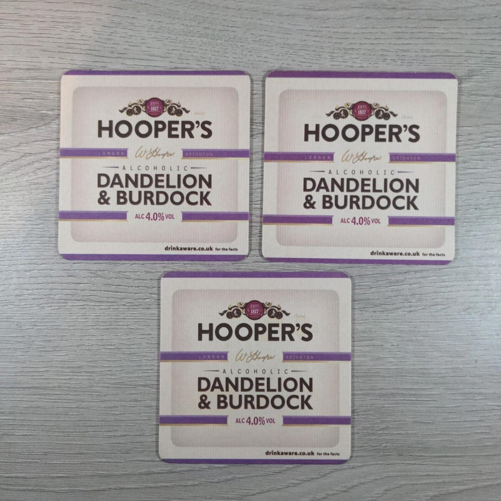 Hoopers Dandelion & Burdock 3 x Beer Mats Pub Bar Coaster Breweriana - Retrorama UK