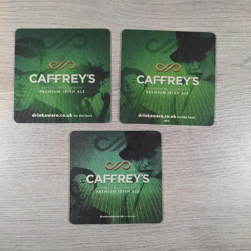 Caffreys 3 x Vintage Beer Mats Pub Bar Coaster Breweriana - Retrorama UK