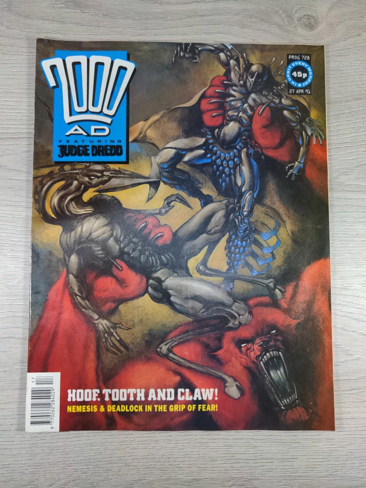 2000AD Featuring Judge Dredd Prog 728 April 1991 Vintage Comic - Retrorama UK