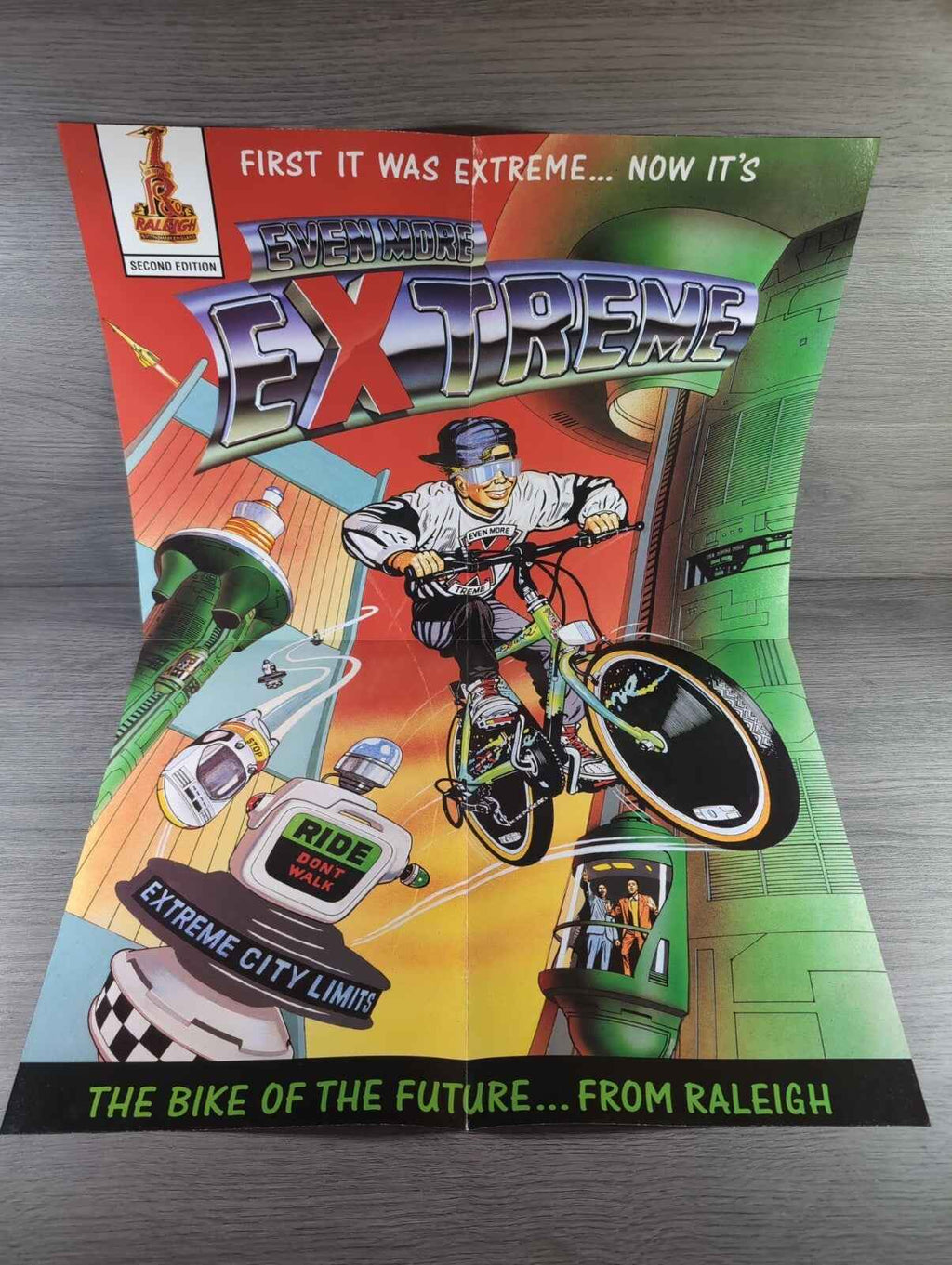 Raleigh Extreme Second Edition Bicycle Promotional Poster Vintage 1980s Genuine