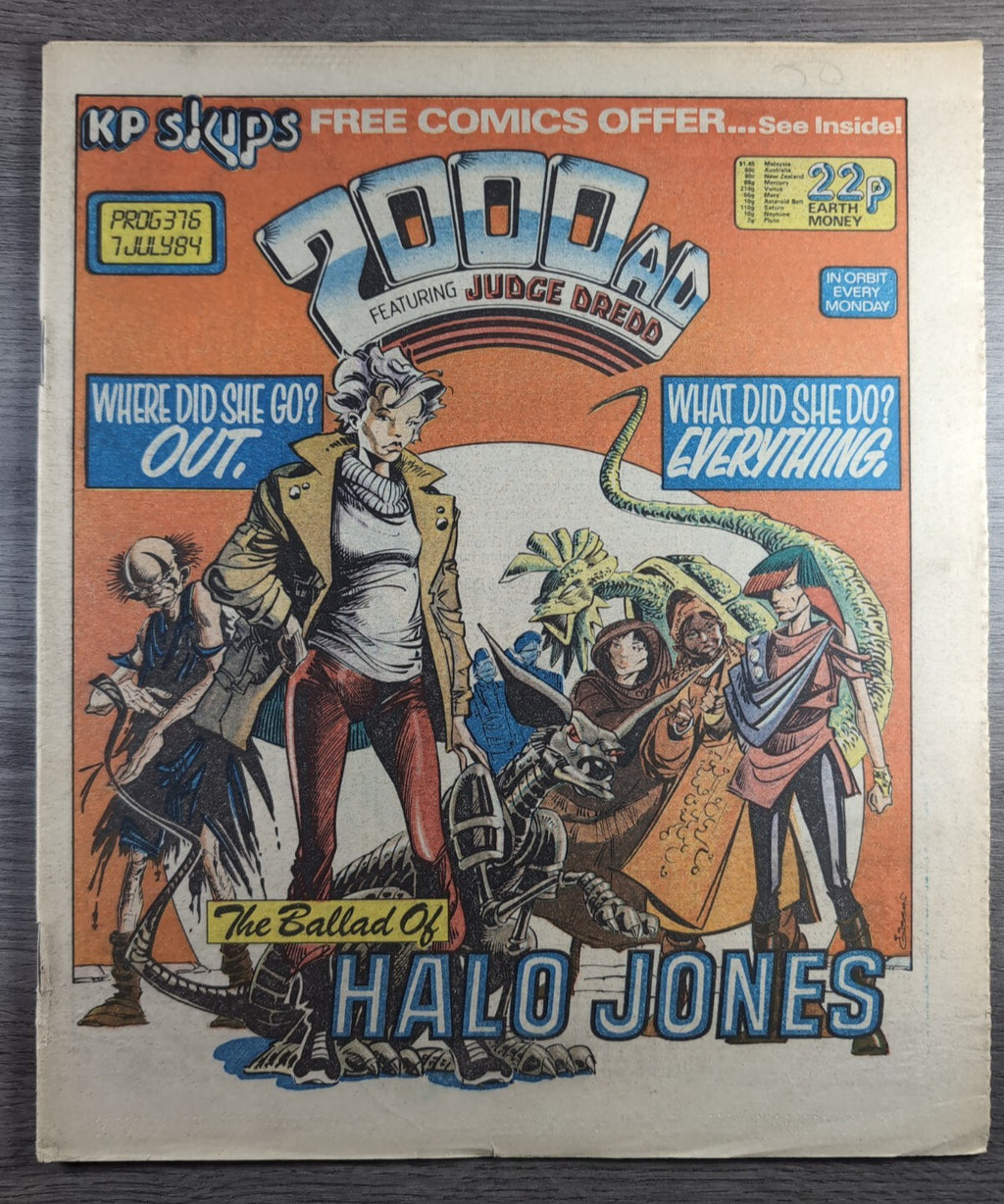 2000AD Prog 376 Featuring Judge Dredd Comic 7th July 1984 Vintage Retro Comic