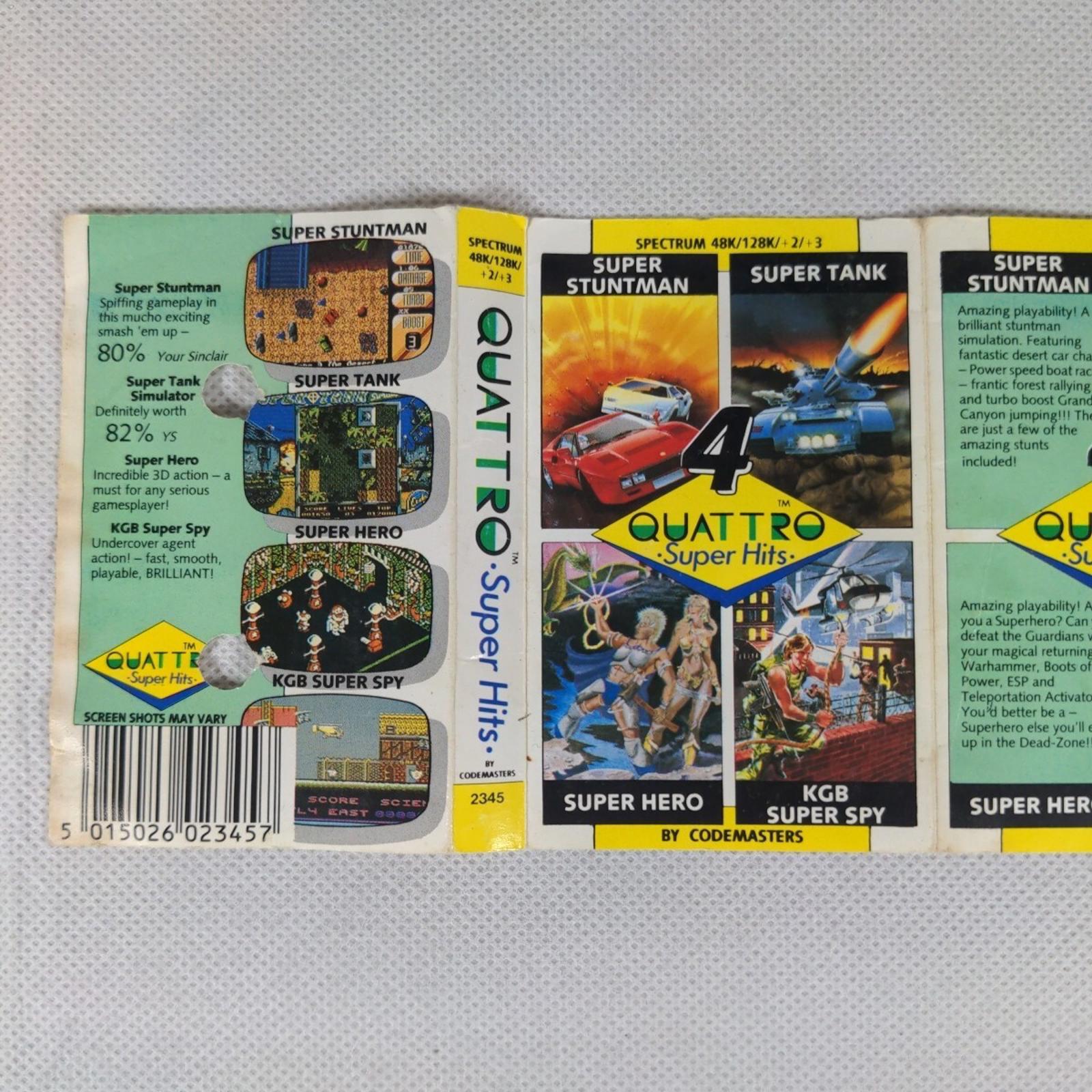 Quattro 4 Super Hits ZX Spectrum 48K 128K Game Cassette Tested & Working