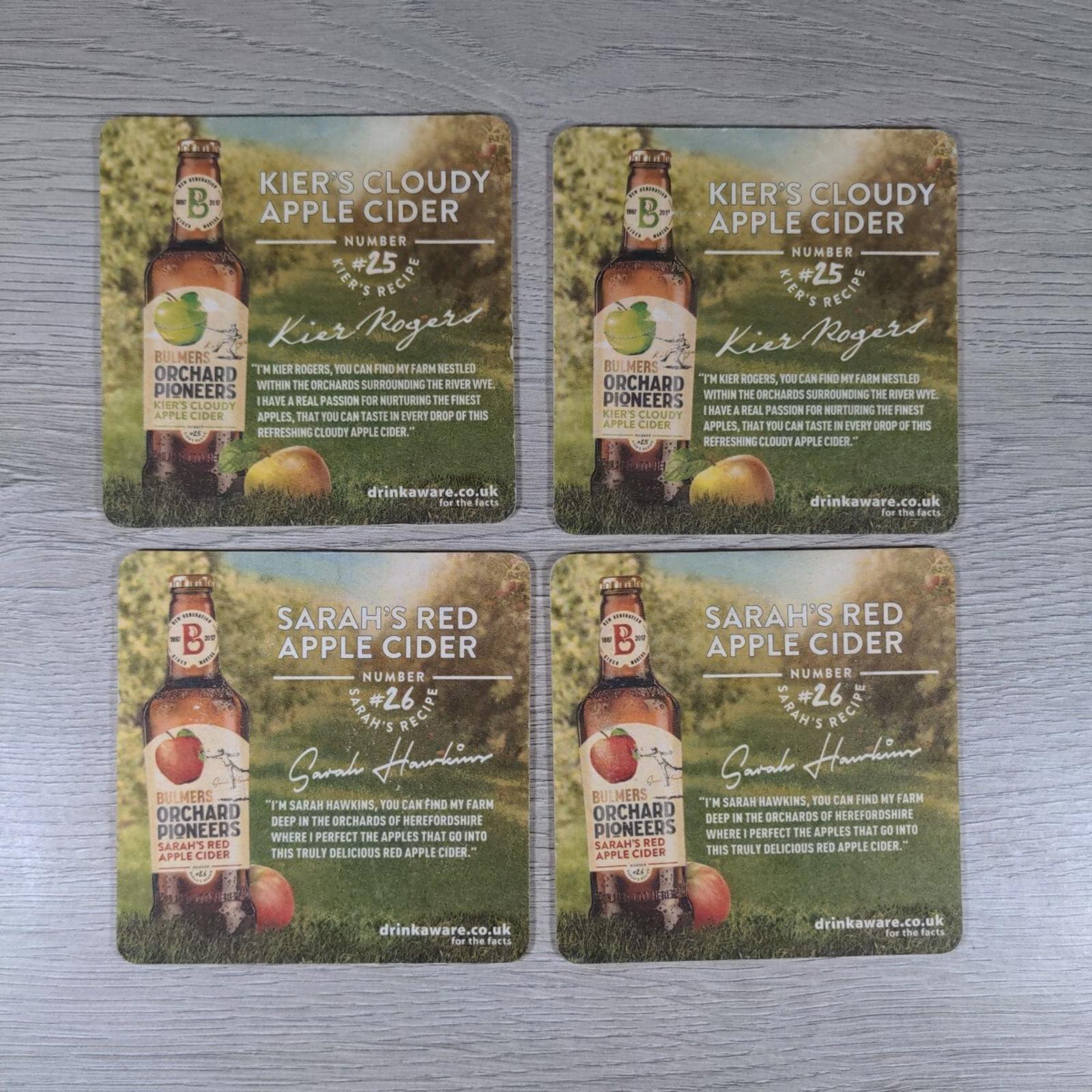 Bulmers 4 x Vintage Beer Mats Pub Bar Coaster Breweriana
