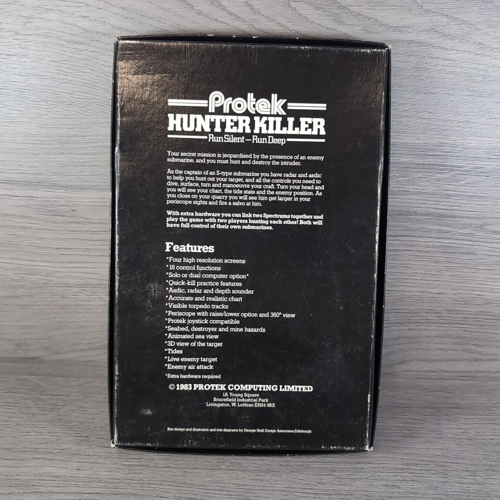 Hunter Killer - Protek 48K  ZX Spectrum Tested & Working 1983 Big Box PR1012 - Retrorama UK