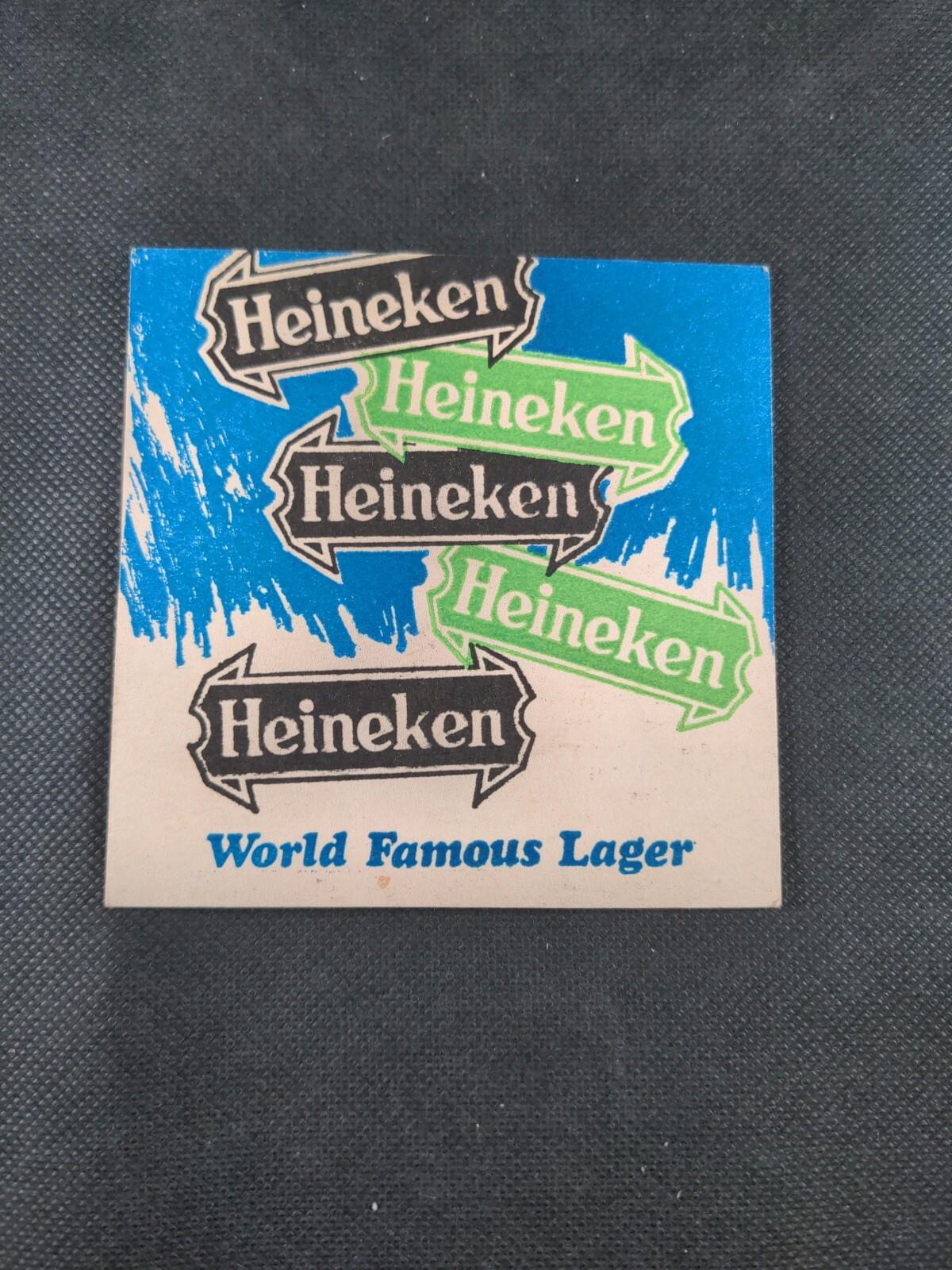 4 Vintage Beer Mats Heineken Larger - Retrorama UK