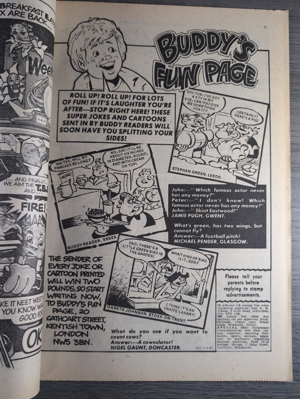 Buddy Comic Issue No 70 12th June 1982 Vintage Retro Comic