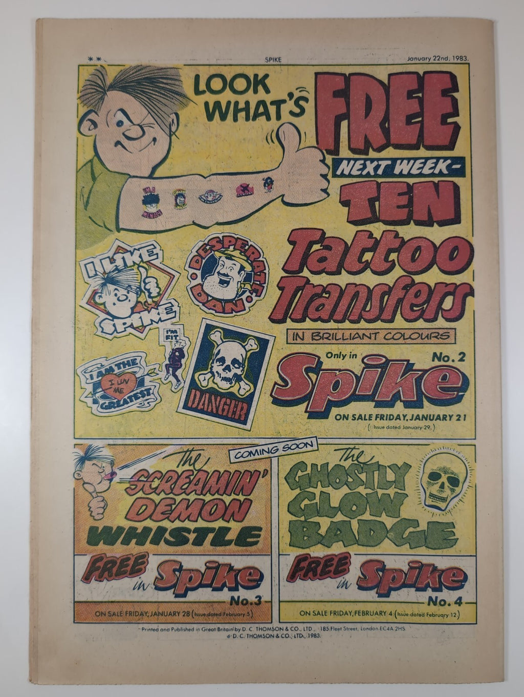 Spike Comic Issue No. 1 Jan 22nd 1983 D.C Thomson Vintage Retro Comic