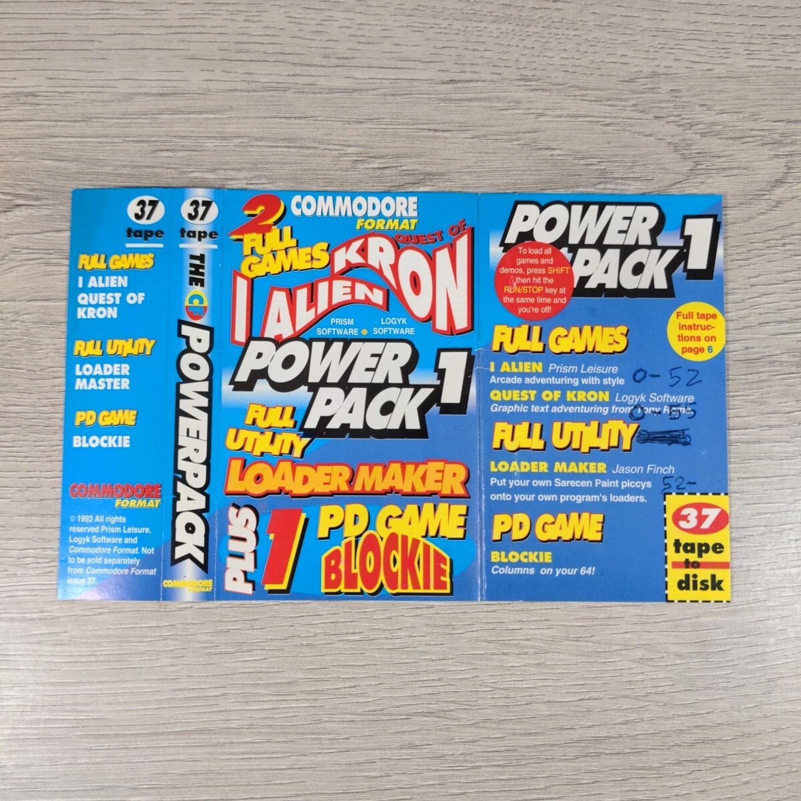 Power Pack 1 Tape 37 Alien Kron Commodore 64 C64 Game Cassette Tested & Working