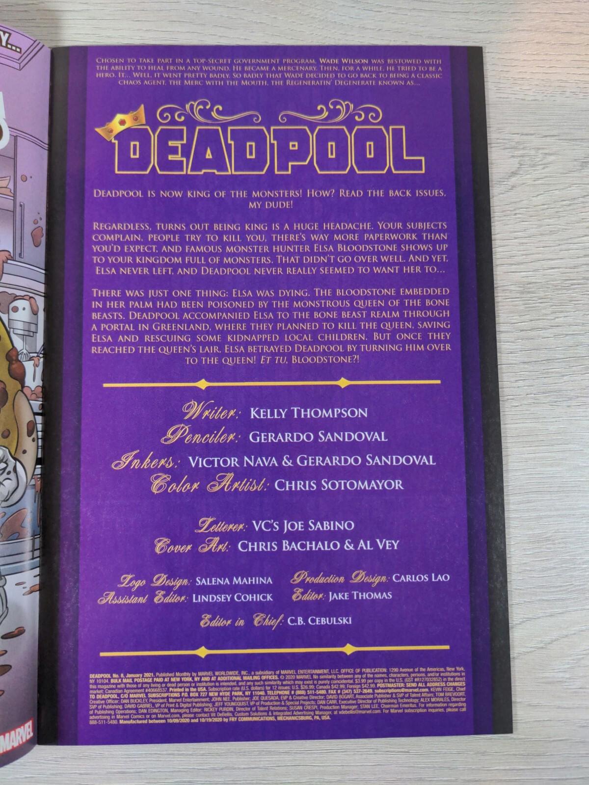 Marvel Comics Deadpool Issue No 8 2021 - Thompson  Sandoval  Nava  Sotomayor