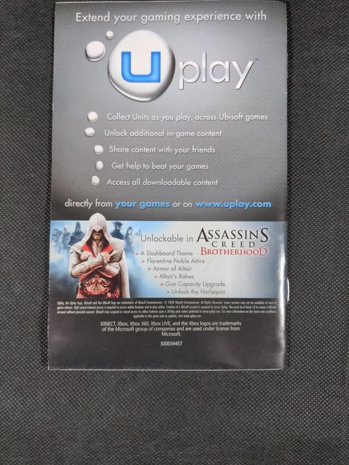 Assassins Creed Brotherhood Microsoft Xbox 360 Game + Manual