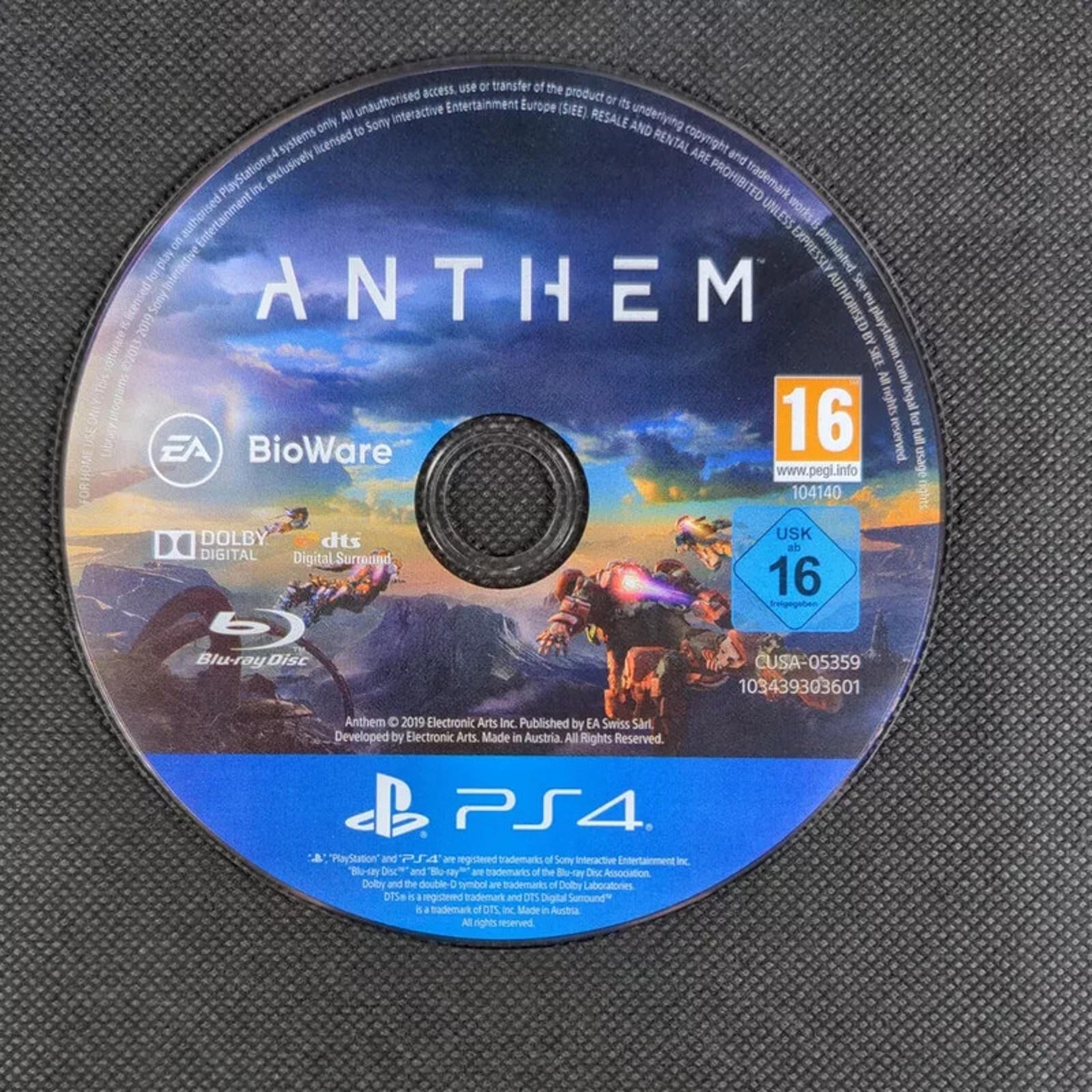 Anthem PlayStation 4 PS4 Game 2019 EA Games Region 2 PAL Age 16+
