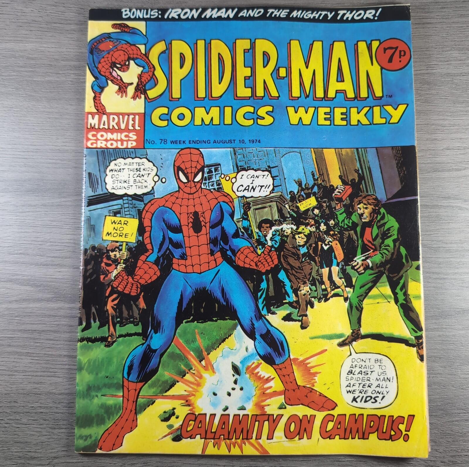 Spider-Man Comics Weekly No 78 Marvel Comics UK 10th August 1974 Vintage Comic