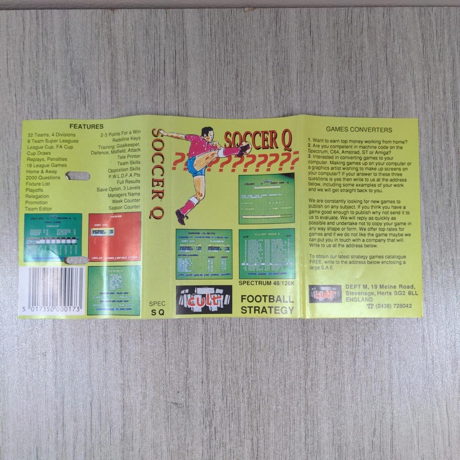 Soccer Q Quiz ZX Spectrum Game Cassette Tested & Working