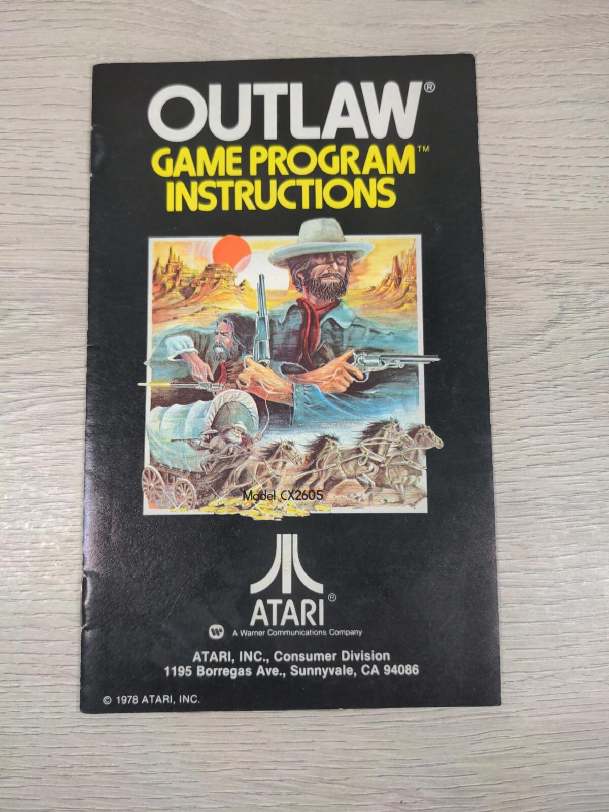 Atari 2600 Outlaw Game Cartridge & Manual - Vintage Video Game Tested & Working