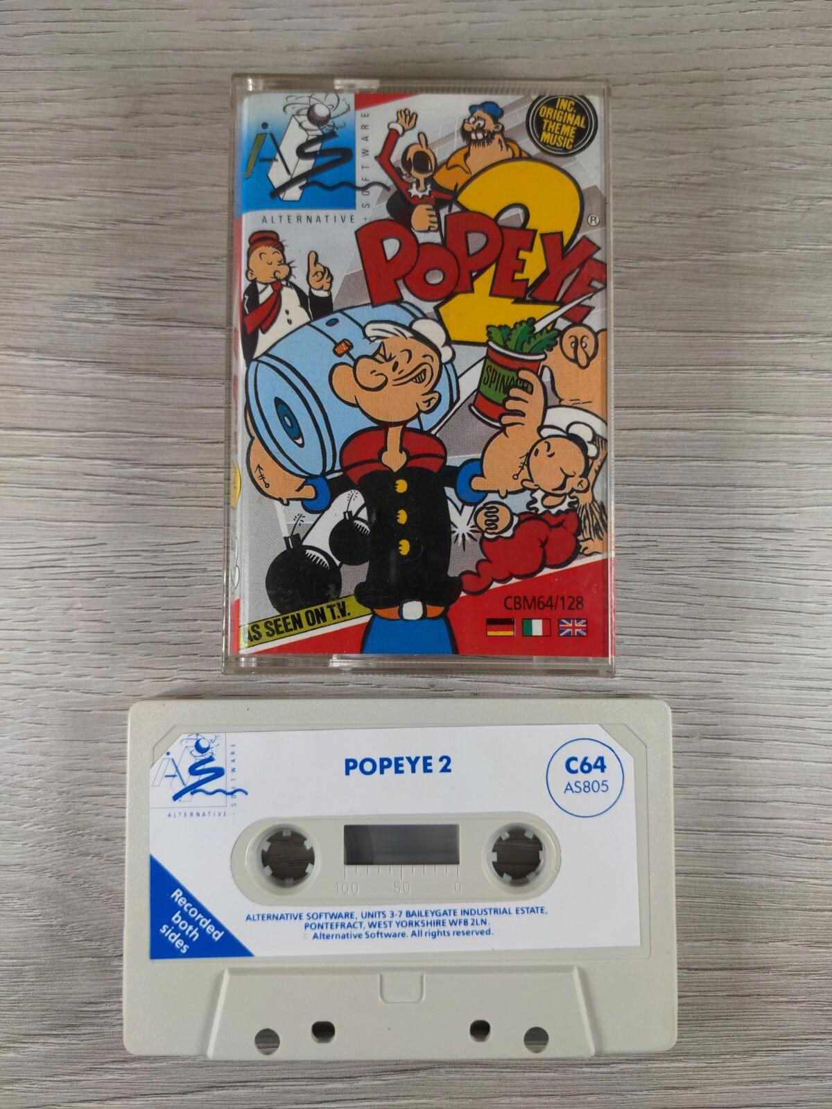 Popeye 2 Commodore 64 C64 Game Cassette Tested & Working - Retrorama UK