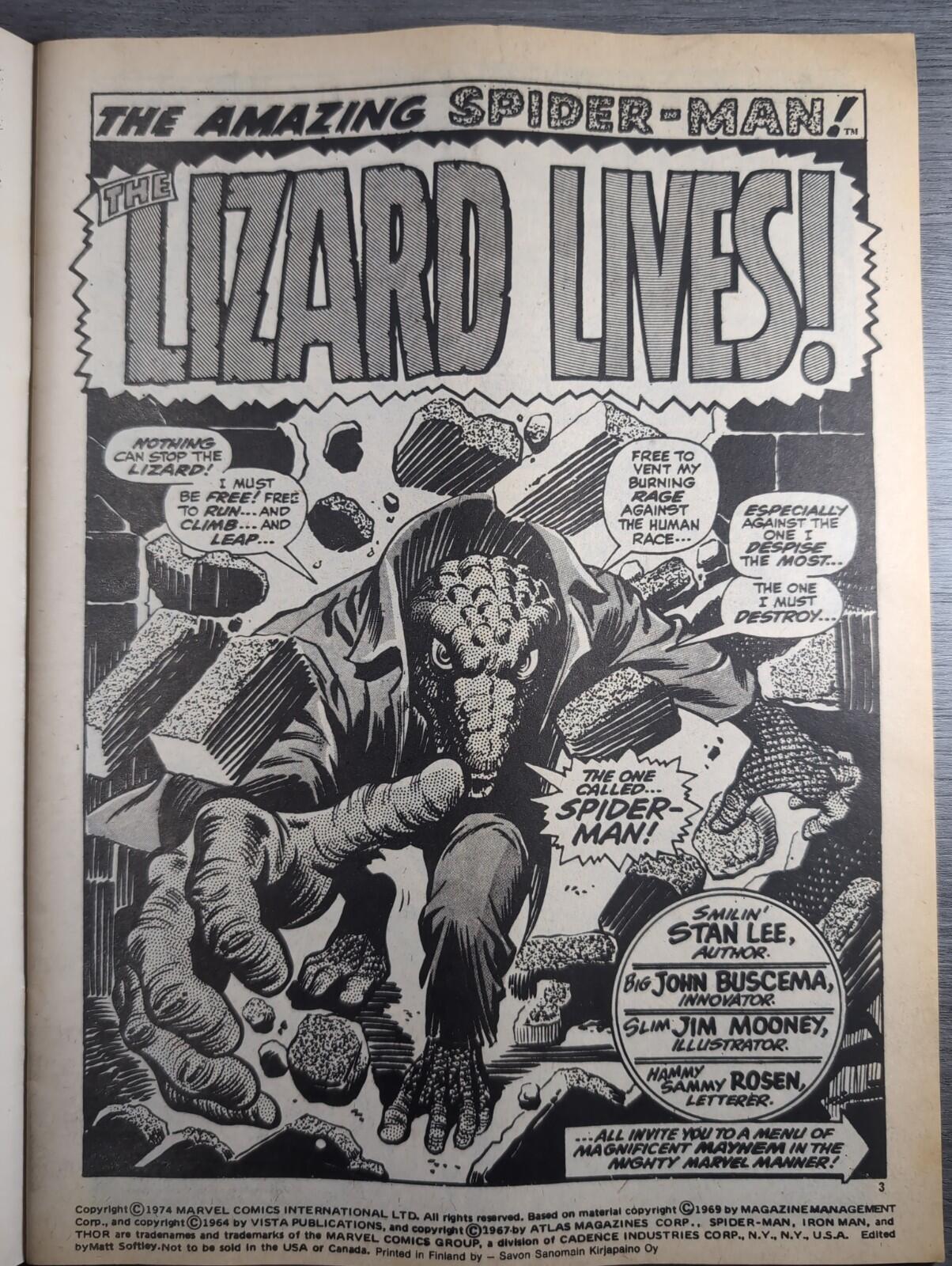 Spider-Man Comics Weekly No 92 Marvel Comics UK 16th November 1974 Vintage Comic