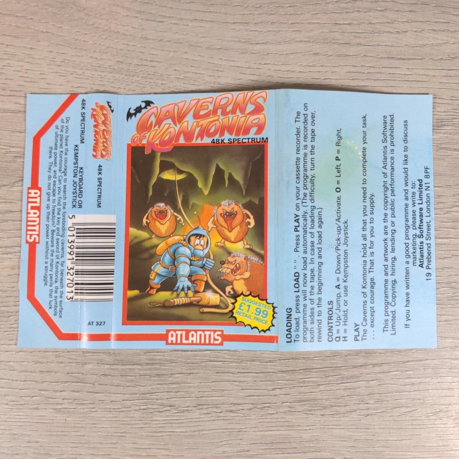 Caverns Of Kontonia ZX Spectrum 48K 128K Game Cassette - Retrorama UK