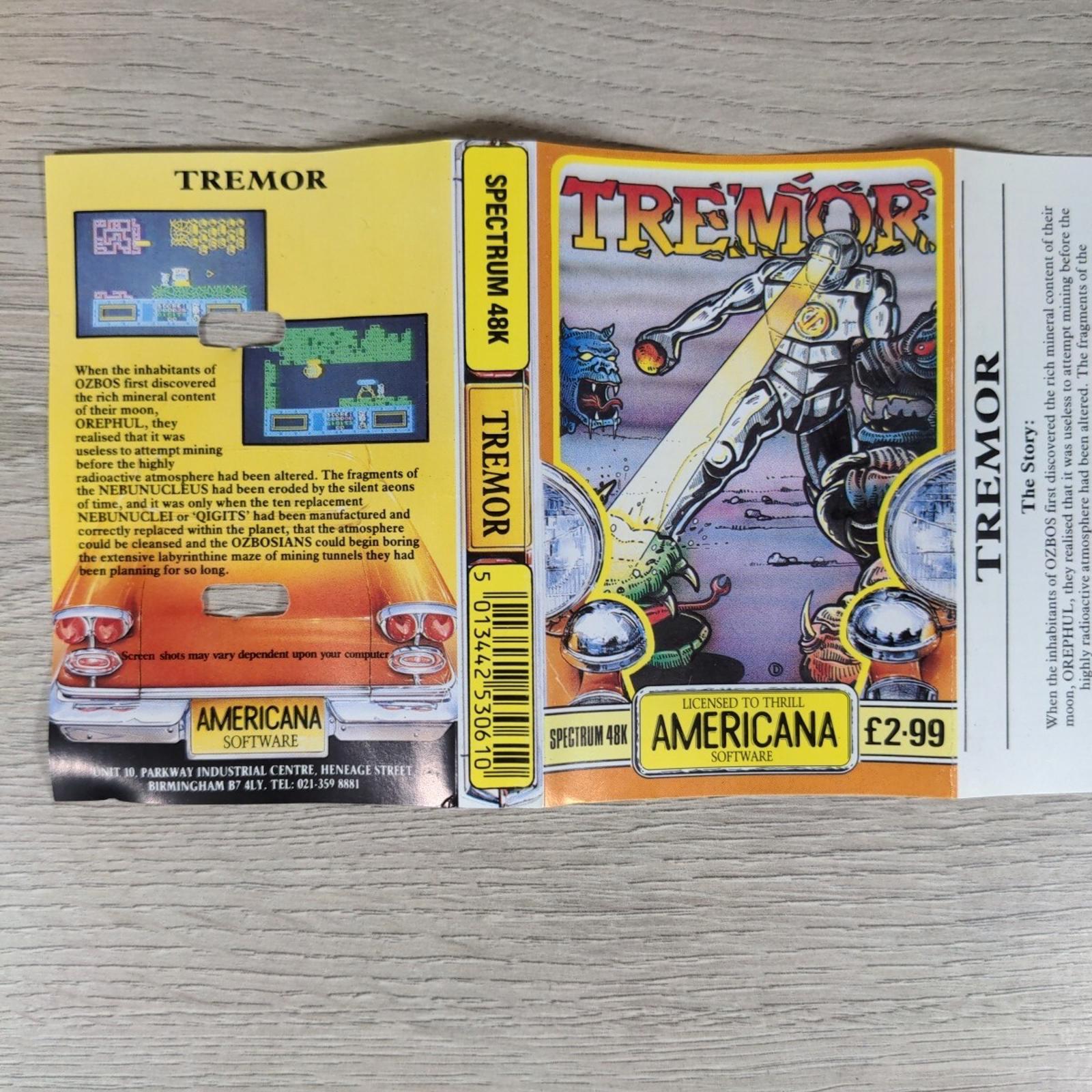 Tremor ZX Spectrum 48K Video Game Cassette Americana Software Tested & Working