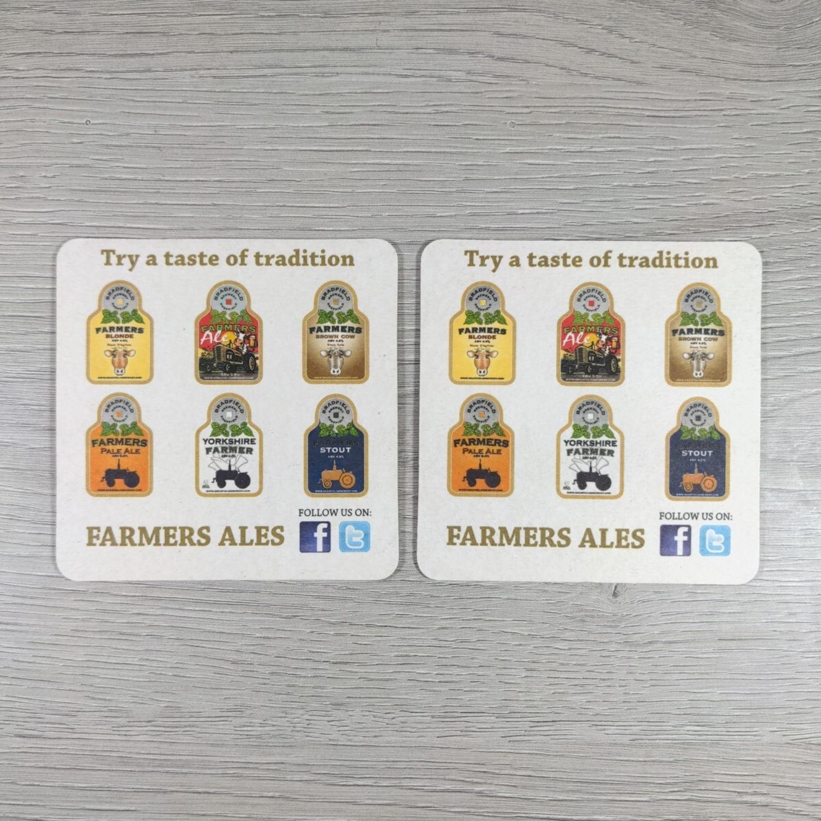 Bradfield Brewery 2 x Vintage Beer Mats Pub Bar Coaster Breweriana - Retrorama UK