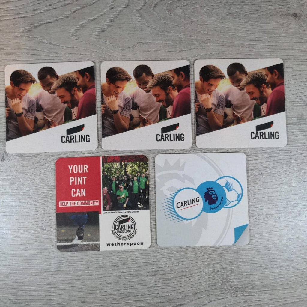 Carling 5 x Vintage Beer Mats Pub Bar Coaster Breweriana - Retrorama UK