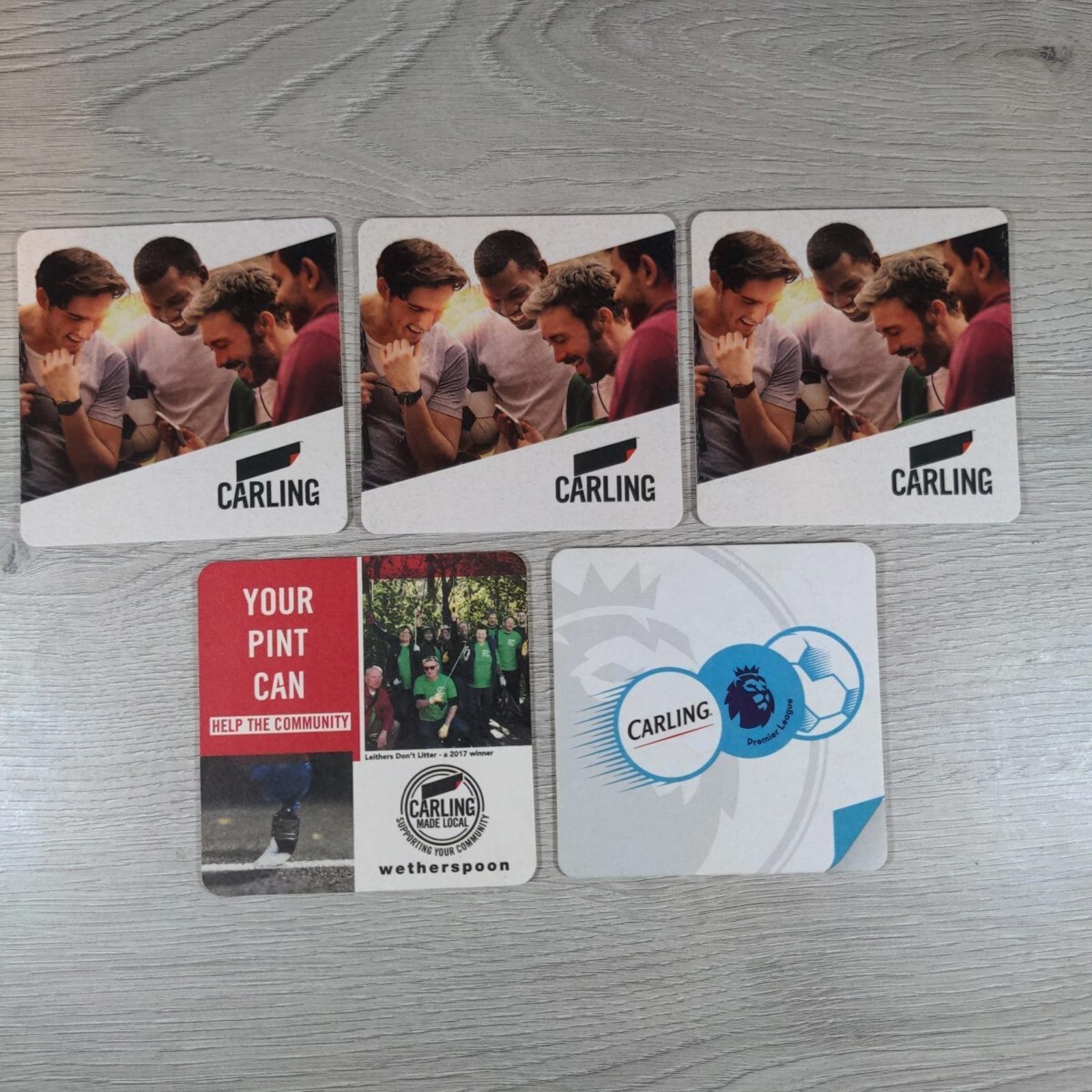 Carling 5 x Vintage Beer Mats Pub Bar Coaster Breweriana - Retrorama UK