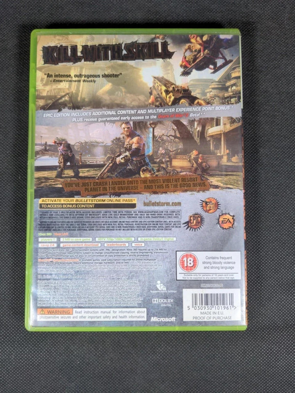 Bulletstorm Epic Edition Xbox 360 Game + Manual Tested & Working