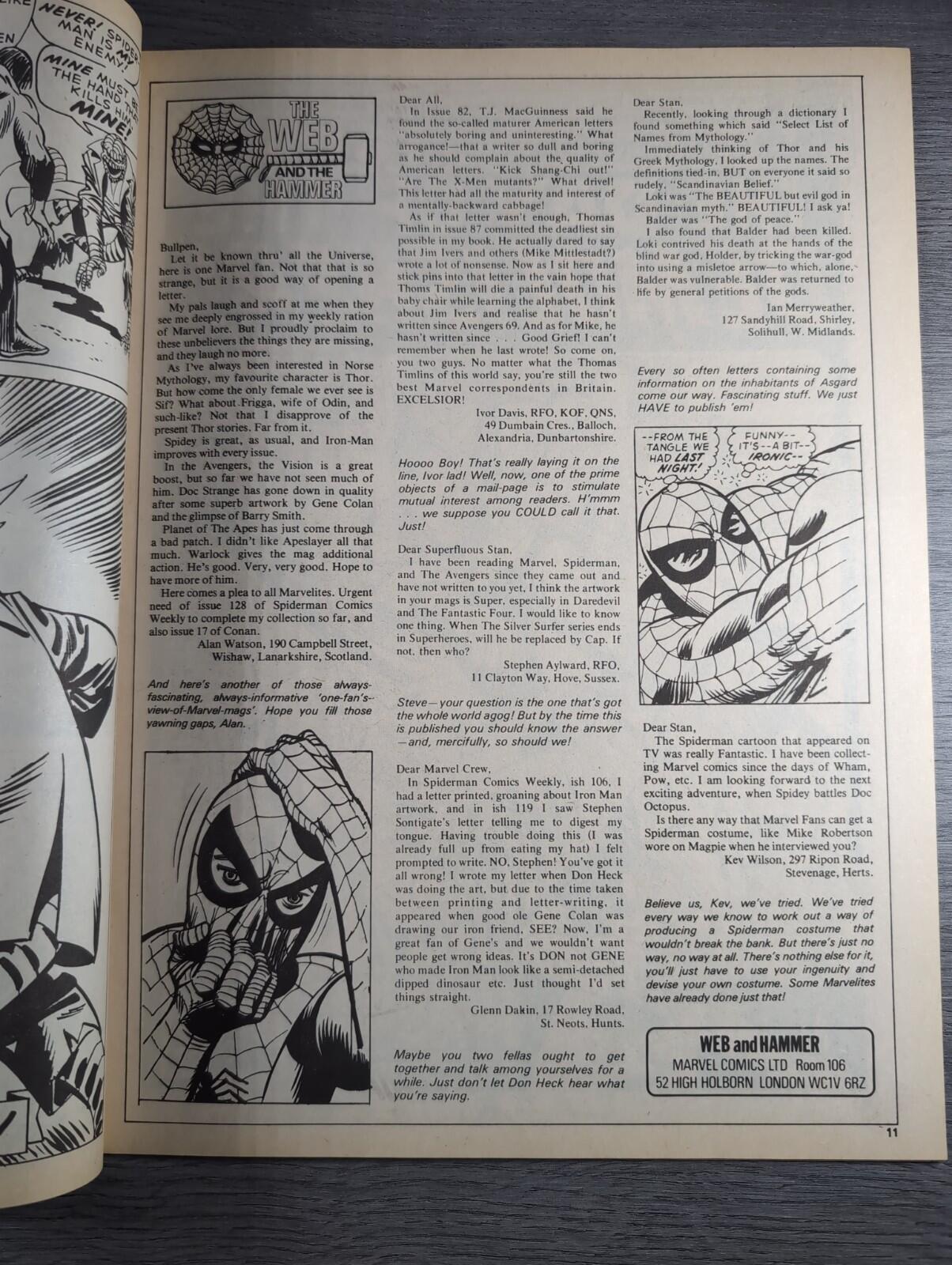 Spider-Man Comics Weekly No 140 Marvel Comics UK 18th October 1975 Vintage Comic