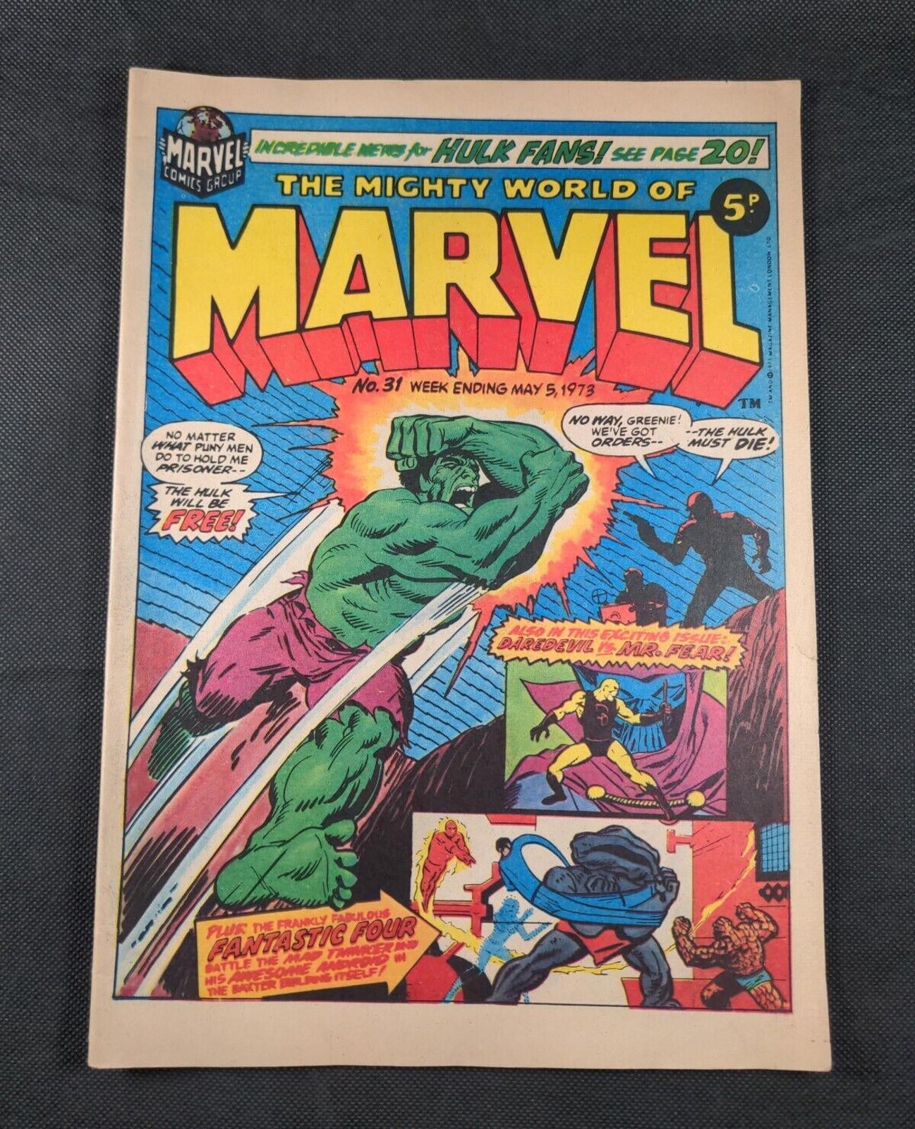 Mighty World of Marvel Issue No 31 May 1973 Marvel UK Vintage Comic