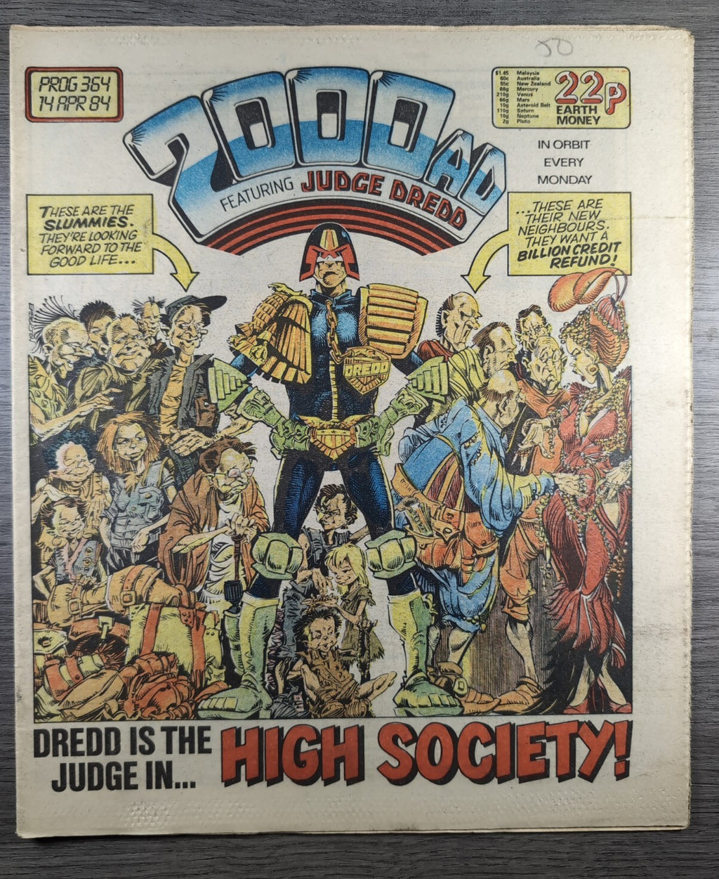 2000AD Prog 364 Featuring Judge Dredd Comic 14th April 1984 Vintage Retro Comic
