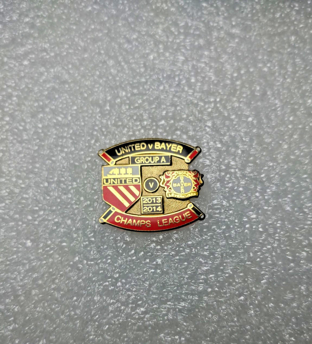Manchester United v Bayer 2013 2014 Championship League Pin Badge - Retrorama UK