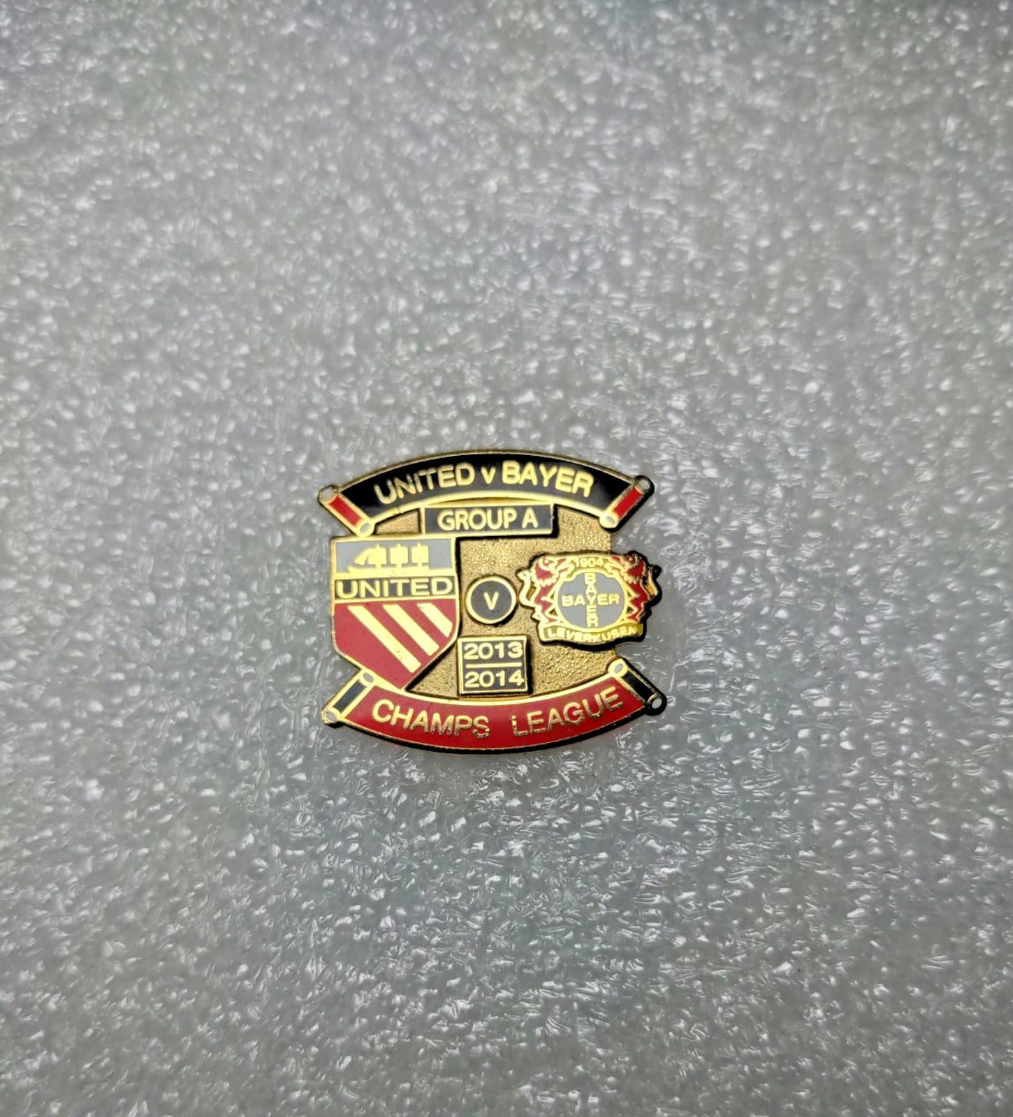 Manchester United v Bayer 2013 2014 Championship League Pin Badge - Retrorama UK
