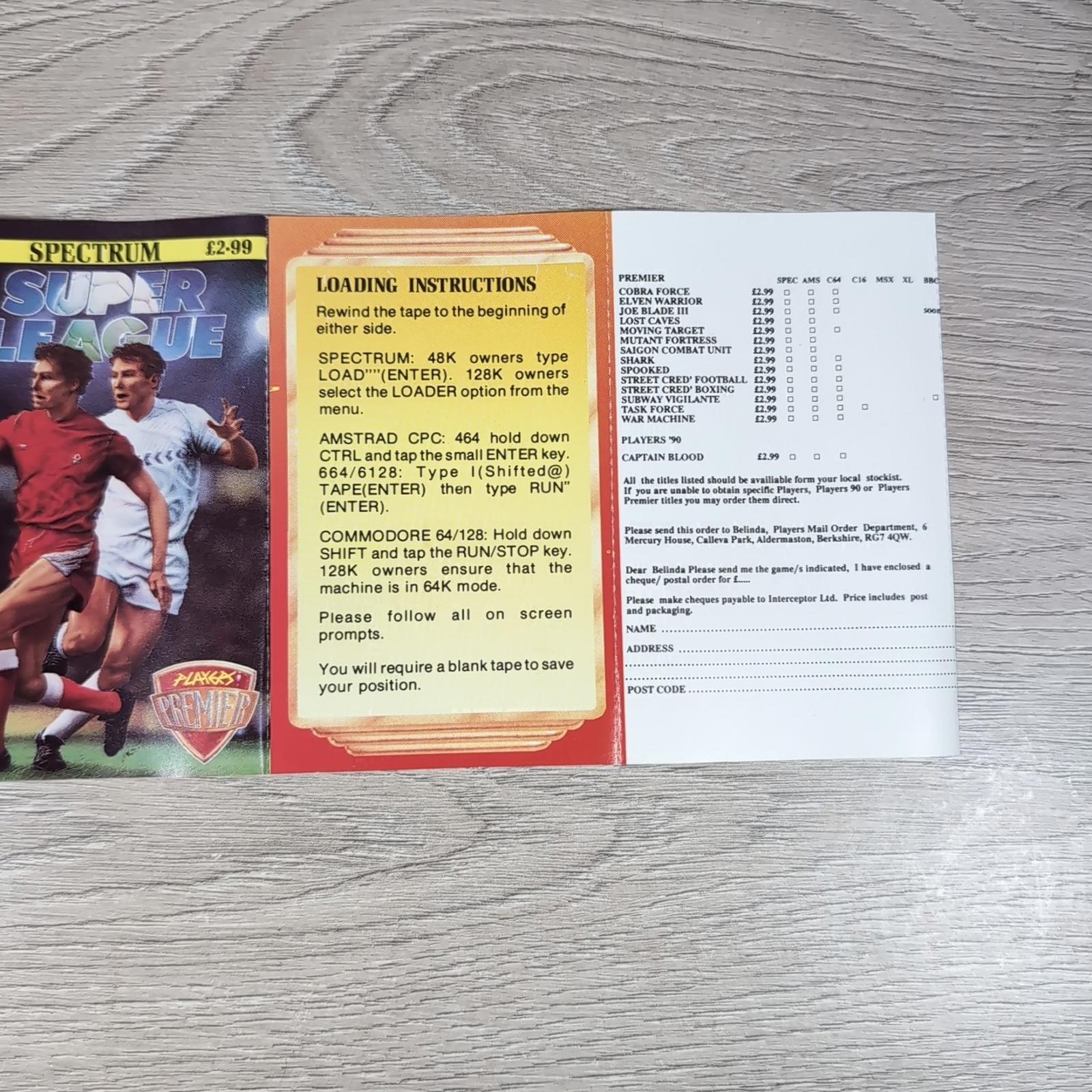 Super League ZX Spectrum Game Cassette Players Premier Tested & Working