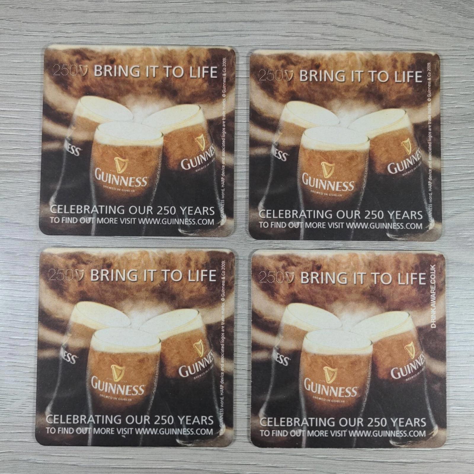 Guinness 4 x Vintage Beer Mats Pub Bar Coaster Breweriana