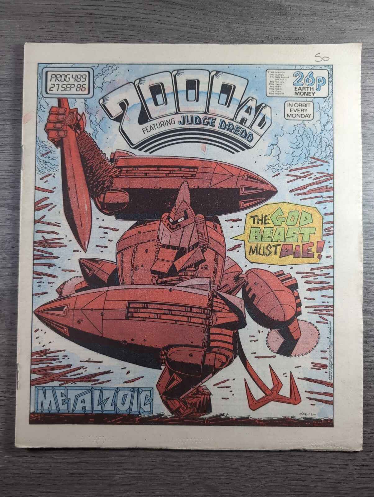 2000AD Prog 489 Featuring Judge Dread Comic Date 27th Sept 1986 Retro Comic