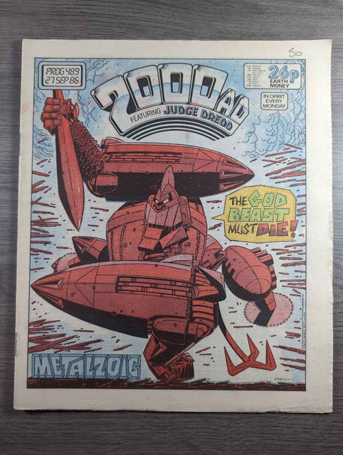 2000AD Prog 489 Featuring Judge Dread Comic Date 27th Sept 1986 Retro Comic